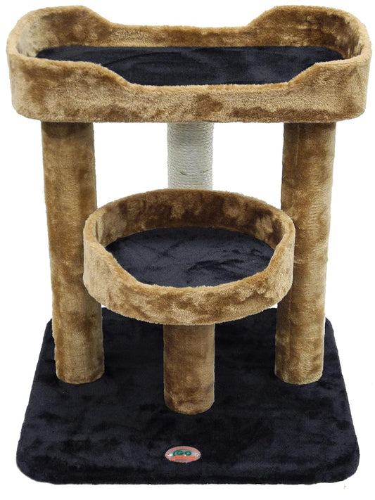 Small Cat Tree with Two Elevated Perch Beds & Large Base