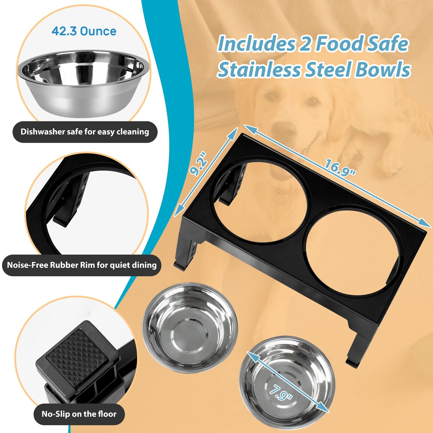 2 Stainless Steel Dog Food Bowls